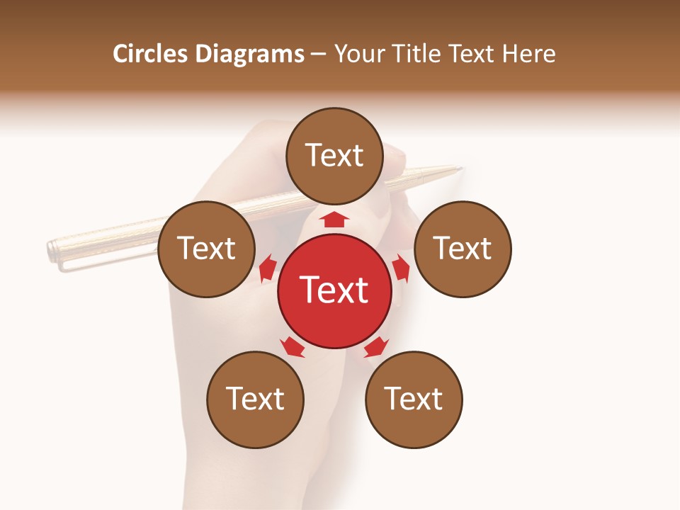 Hand Holding Pen Isolated On White Background - More Similar Photos In My Portfolio PowerPoint Template