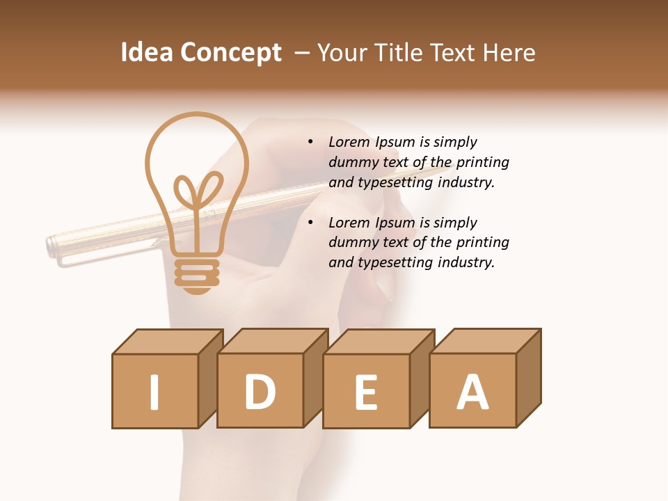 Hand Holding Pen Isolated On White Background - More Similar Photos In My Portfolio PowerPoint Template