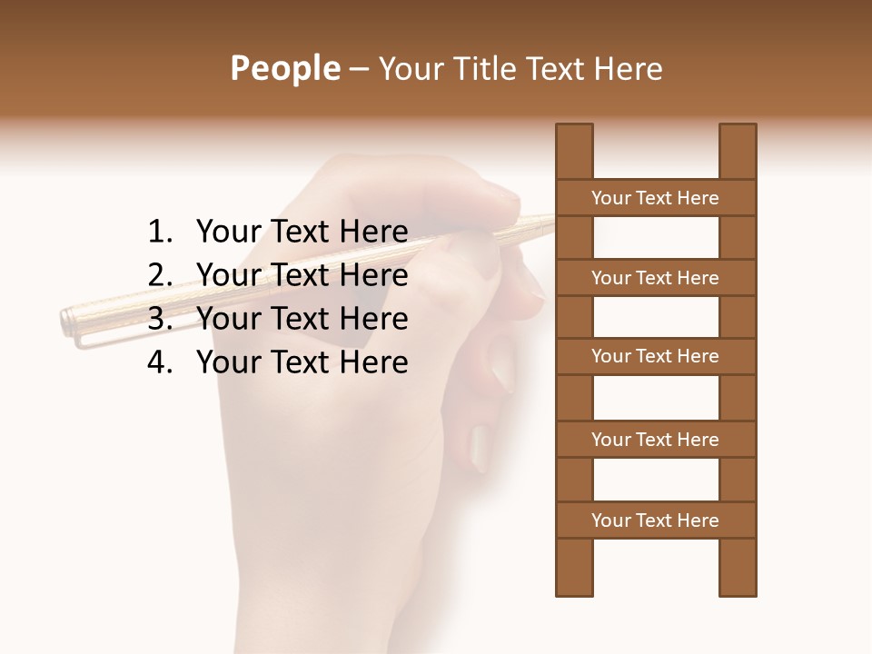 Hand Holding Pen Isolated On White Background - More Similar Photos In My Portfolio PowerPoint Template