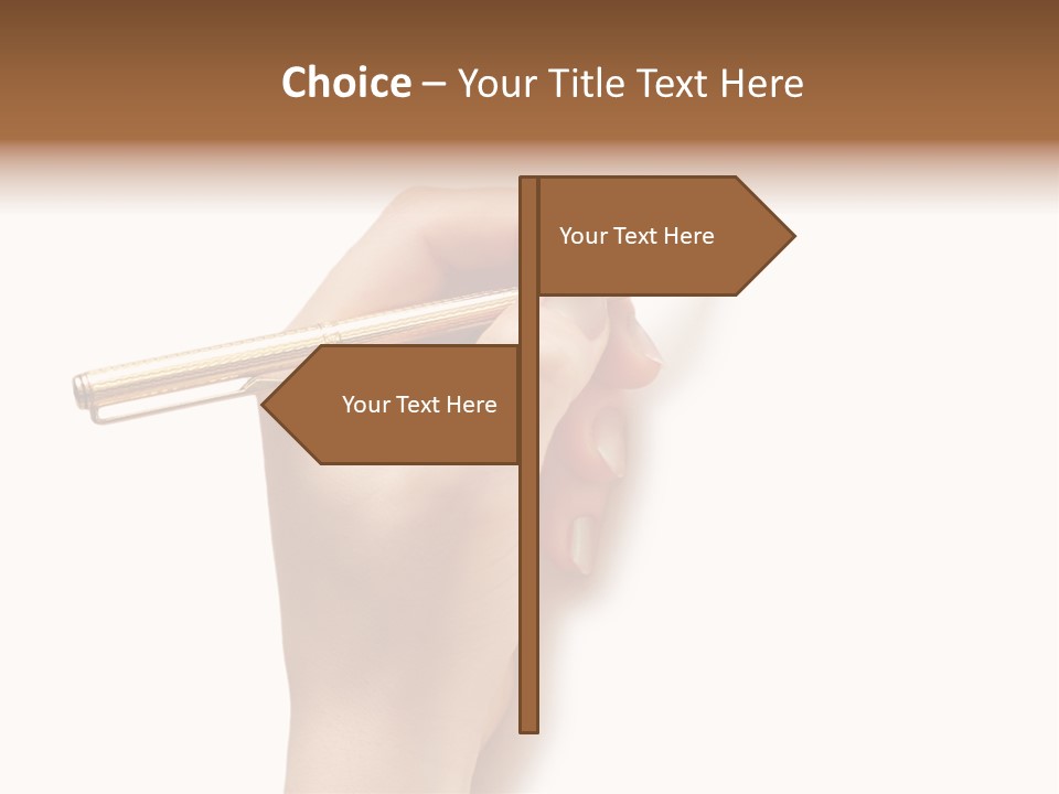 Hand Holding Pen Isolated On White Background - More Similar Photos In My Portfolio PowerPoint Template