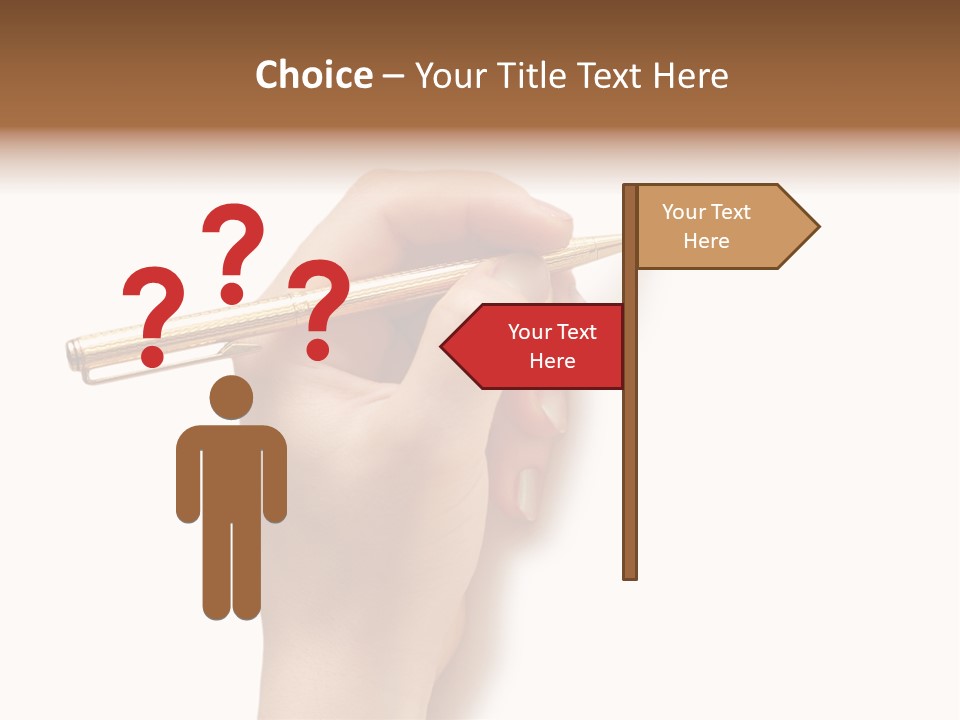 Hand Holding Pen Isolated On White Background - More Similar Photos In My Portfolio PowerPoint Template