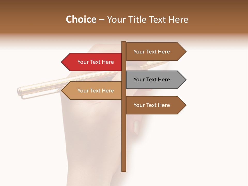 Hand Holding Pen Isolated On White Background - More Similar Photos In My Portfolio PowerPoint Template