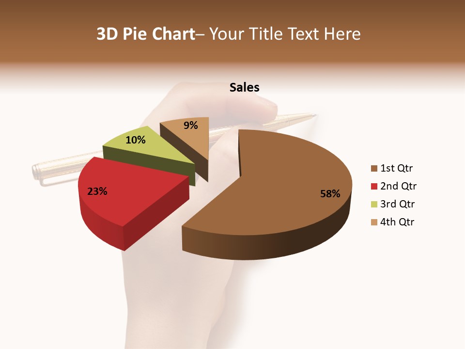 Hand Holding Pen Isolated On White Background - More Similar Photos In My Portfolio PowerPoint Template