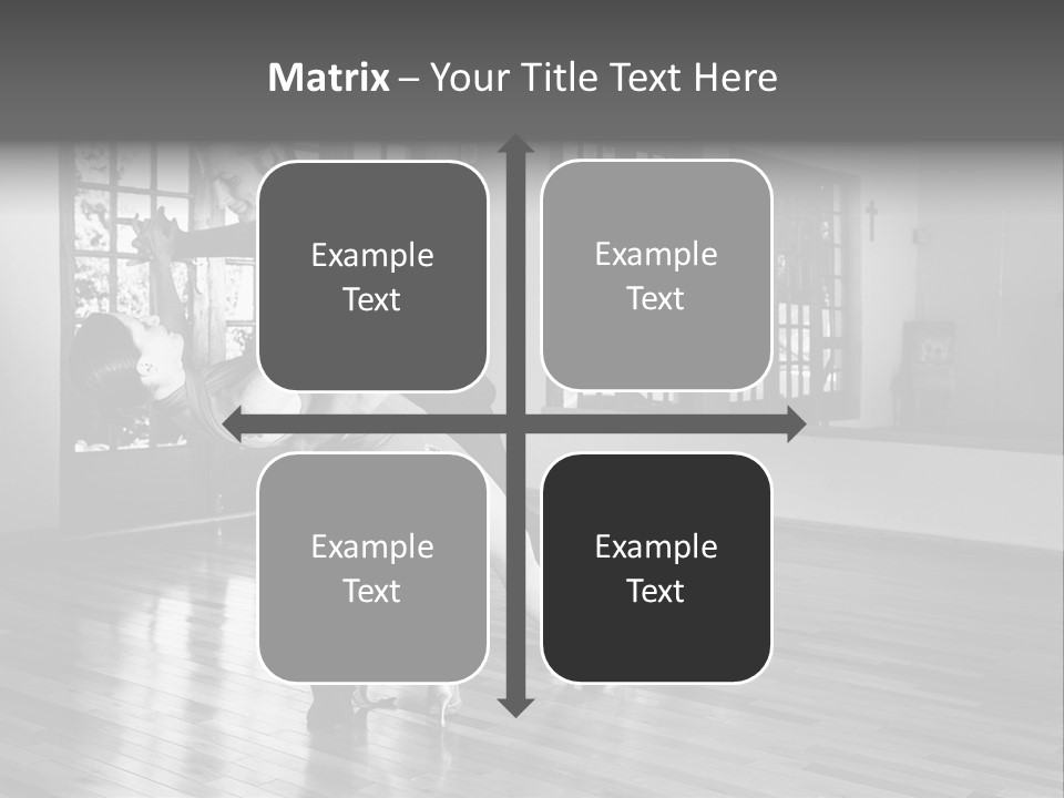 A Young  Couple Dancing And Practicing Ballroom Dancing Together In A Studio - Focus On Woman - Black And White, High Key Effect PowerPoint Template