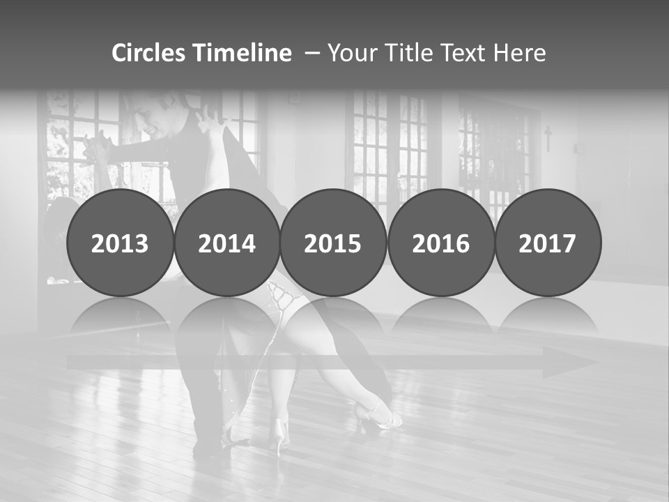 A Young  Couple Dancing And Practicing Ballroom Dancing Together In A Studio - Focus On Woman - Black And White, High Key Effect PowerPoint Template