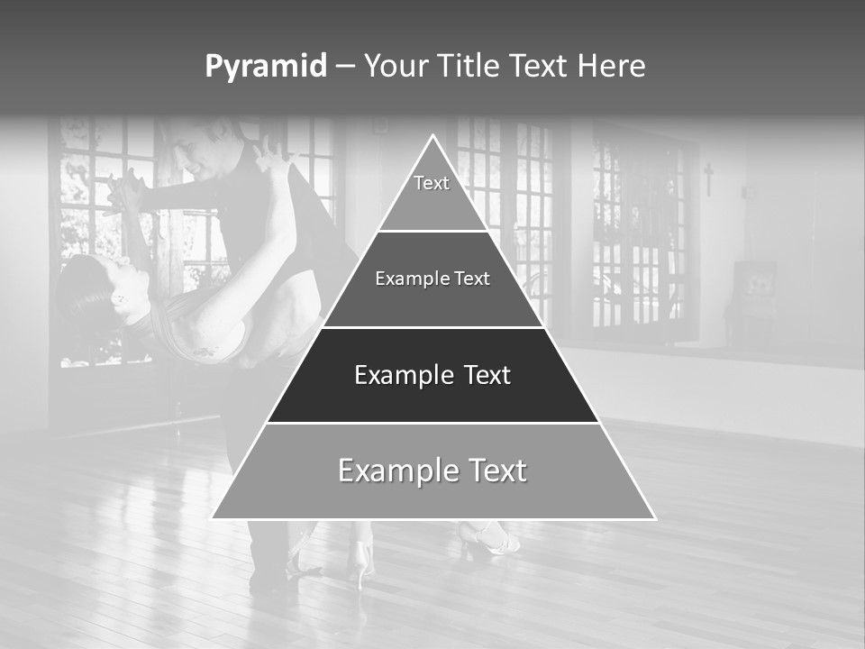 A Young  Couple Dancing And Practicing Ballroom Dancing Together In A Studio - Focus On Woman - Black And White, High Key Effect PowerPoint Template