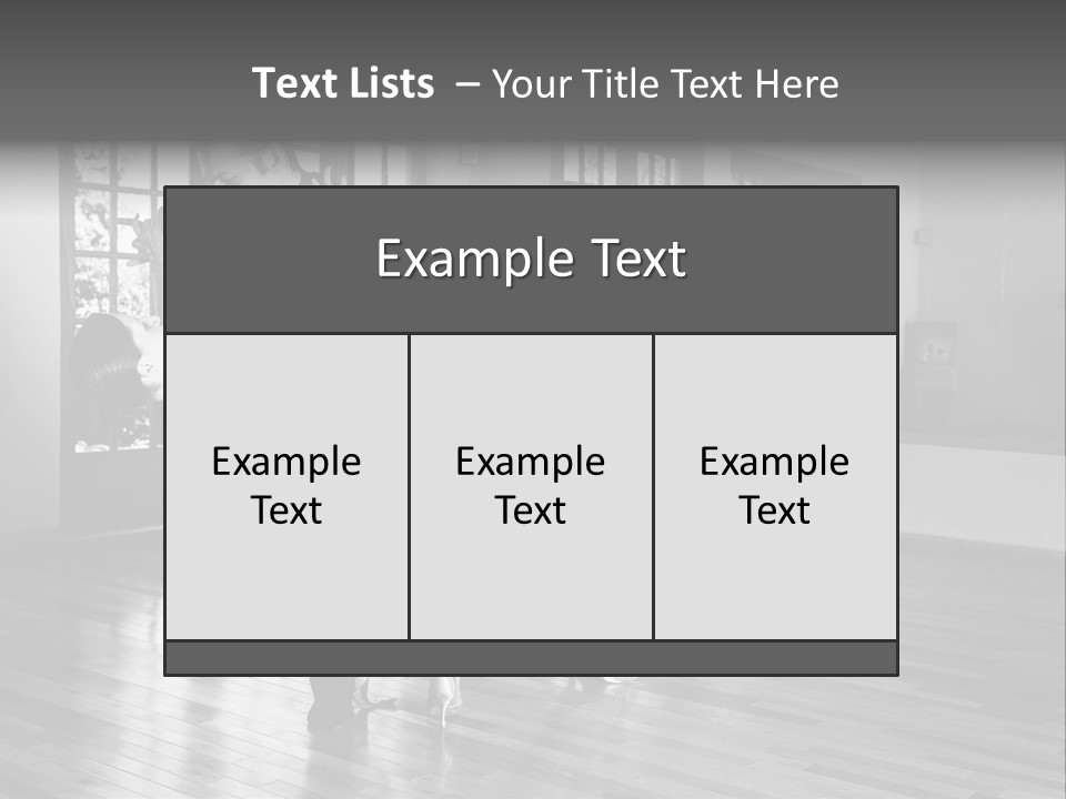 A Young  Couple Dancing And Practicing Ballroom Dancing Together In A Studio - Focus On Woman - Black And White, High Key Effect PowerPoint Template