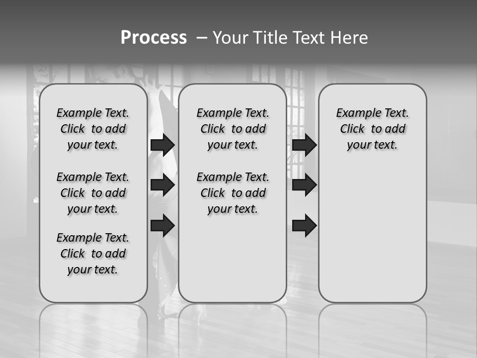 A Young  Couple Dancing And Practicing Ballroom Dancing Together In A Studio - Focus On Woman - Black And White, High Key Effect PowerPoint Template