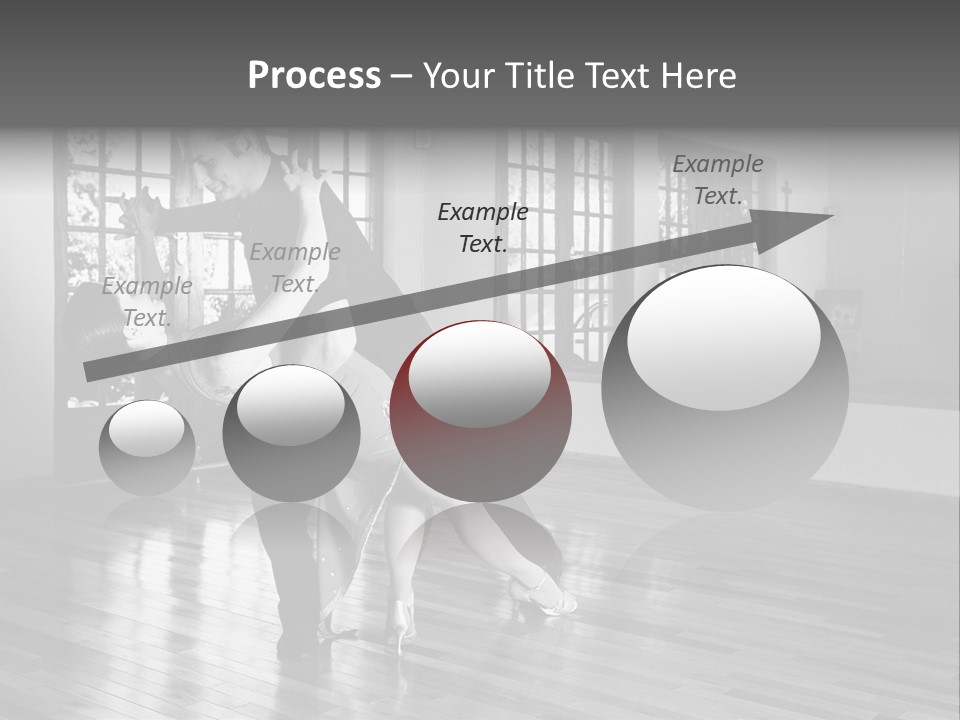 A Young  Couple Dancing And Practicing Ballroom Dancing Together In A Studio - Focus On Woman - Black And White, High Key Effect PowerPoint Template