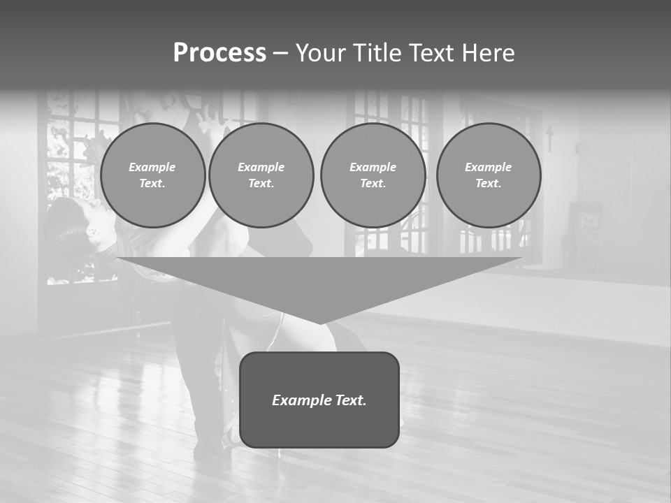 A Young  Couple Dancing And Practicing Ballroom Dancing Together In A Studio - Focus On Woman - Black And White, High Key Effect PowerPoint Template