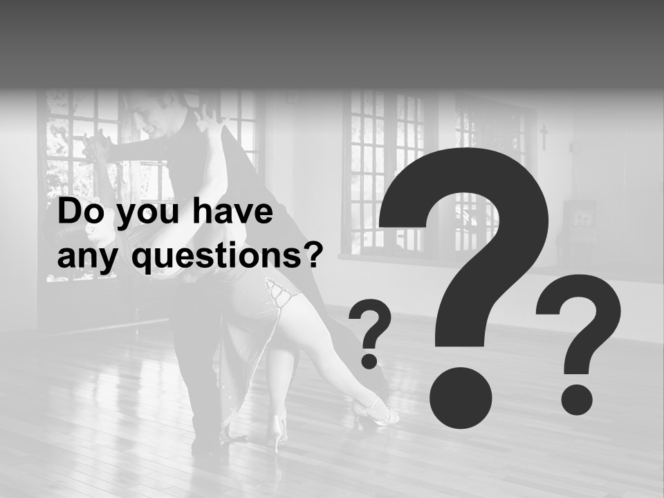 A Young  Couple Dancing And Practicing Ballroom Dancing Together In A Studio - Focus On Woman - Black And White, High Key Effect PowerPoint Template