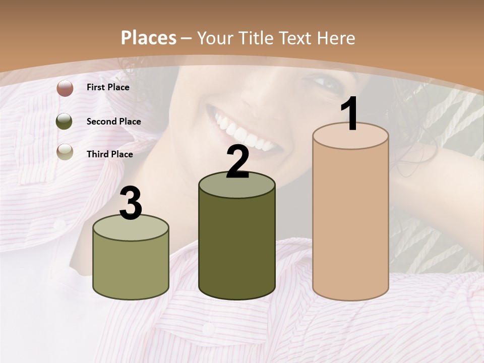 Pretty Young  Caucasian Brunette Female Lying In Hammock With Hands Behind Head Smiling. PowerPoint Template