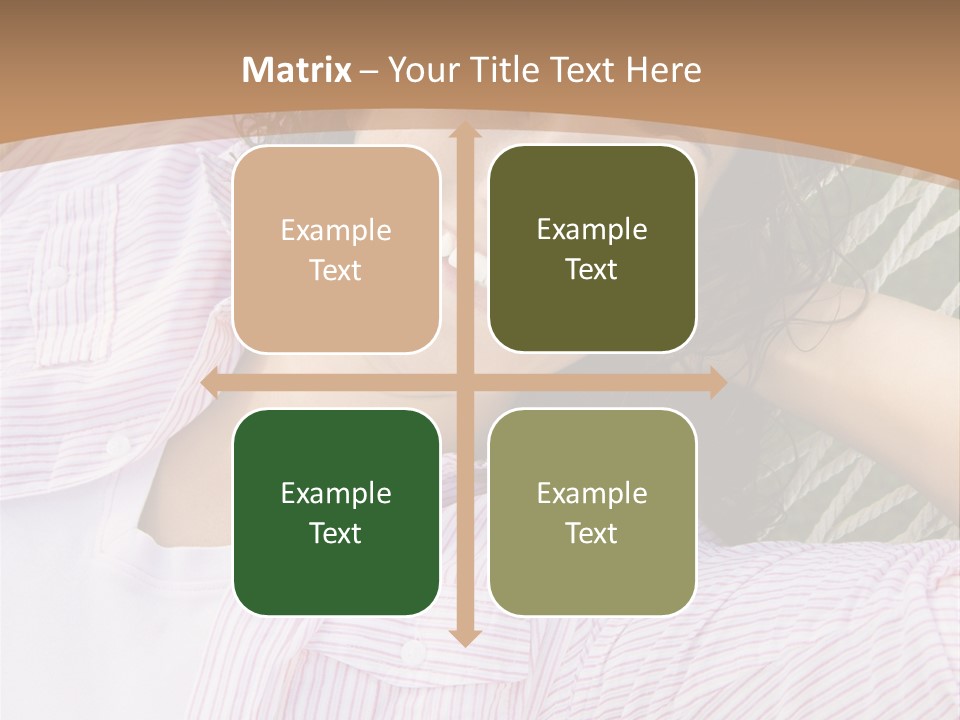 Pretty Young  Caucasian Brunette Female Lying In Hammock With Hands Behind Head Smiling. PowerPoint Template