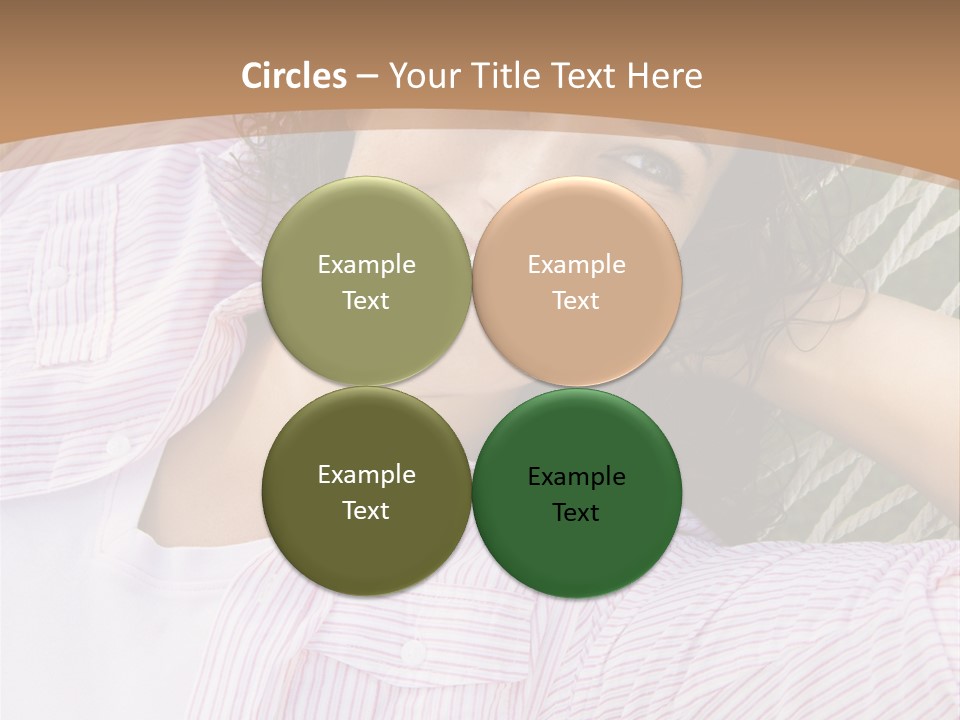 Pretty Young  Caucasian Brunette Female Lying In Hammock With Hands Behind Head Smiling. PowerPoint Template