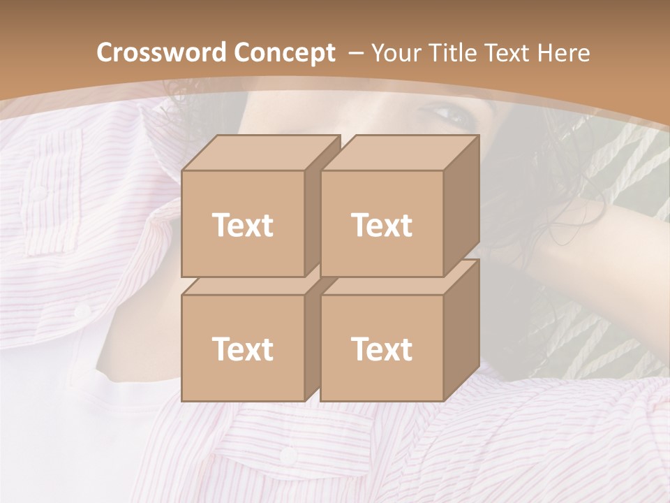 Pretty Young  Caucasian Brunette Female Lying In Hammock With Hands Behind Head Smiling. PowerPoint Template