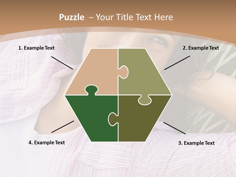 Pretty Young  Caucasian Brunette Female Lying In Hammock With Hands Behind Head Smiling. PowerPoint Template