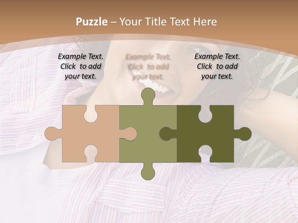 Pretty Young  Caucasian Brunette Female Lying In Hammock With Hands Behind Head Smiling. PowerPoint Template