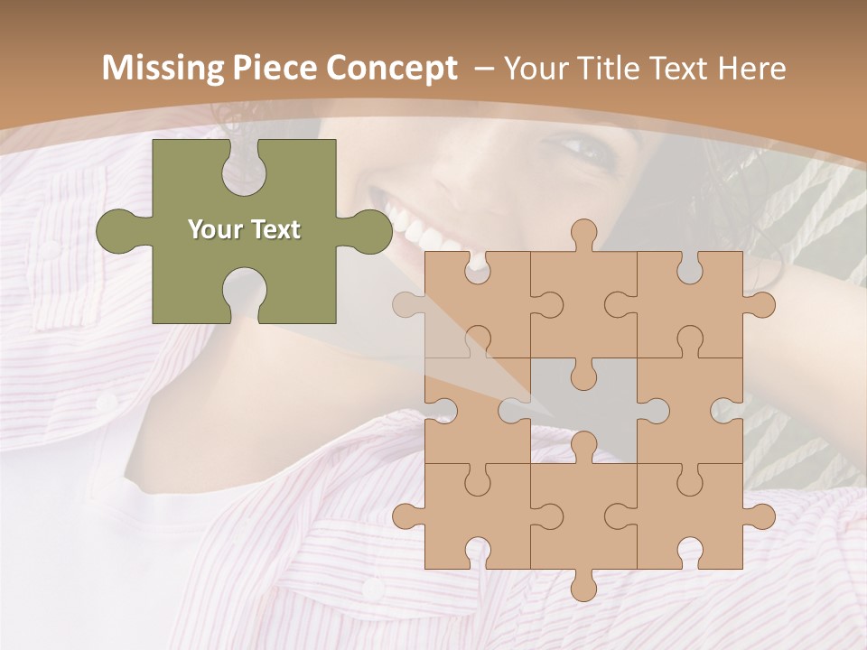 Pretty Young  Caucasian Brunette Female Lying In Hammock With Hands Behind Head Smiling. PowerPoint Template