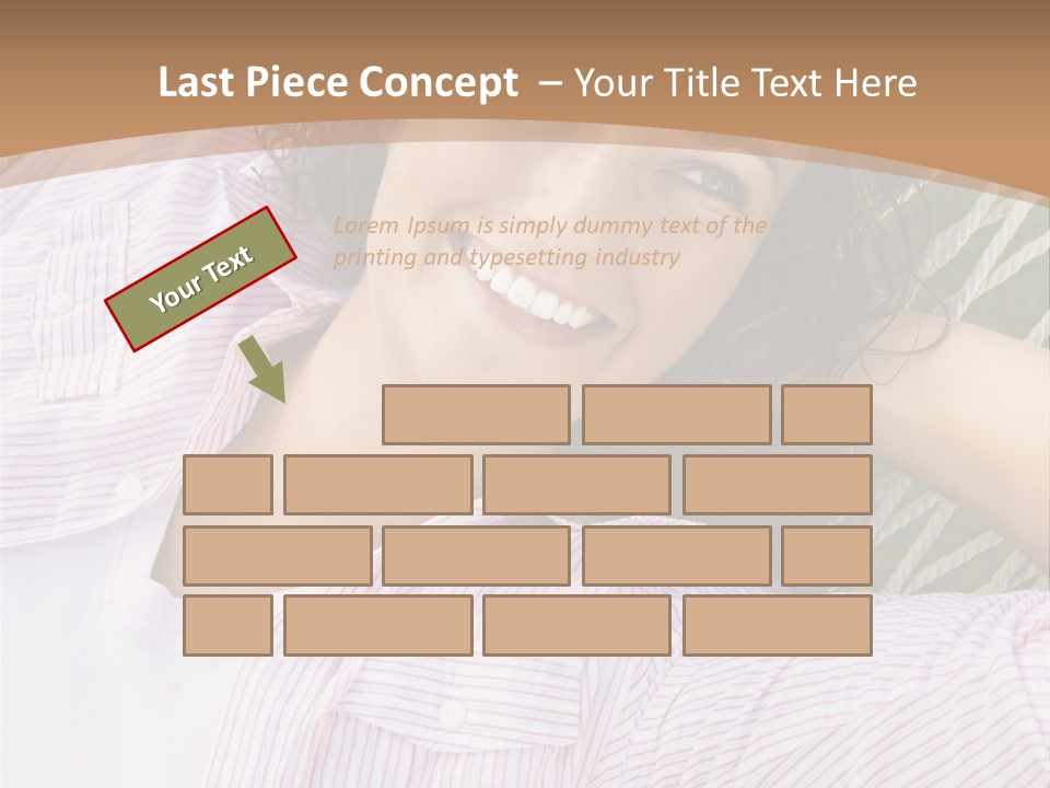 Pretty Young  Caucasian Brunette Female Lying In Hammock With Hands Behind Head Smiling. PowerPoint Template