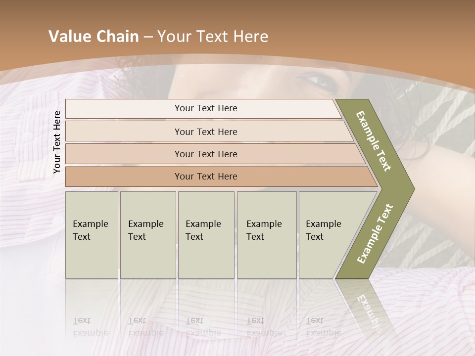 Pretty Young  Caucasian Brunette Female Lying In Hammock With Hands Behind Head Smiling. PowerPoint Template