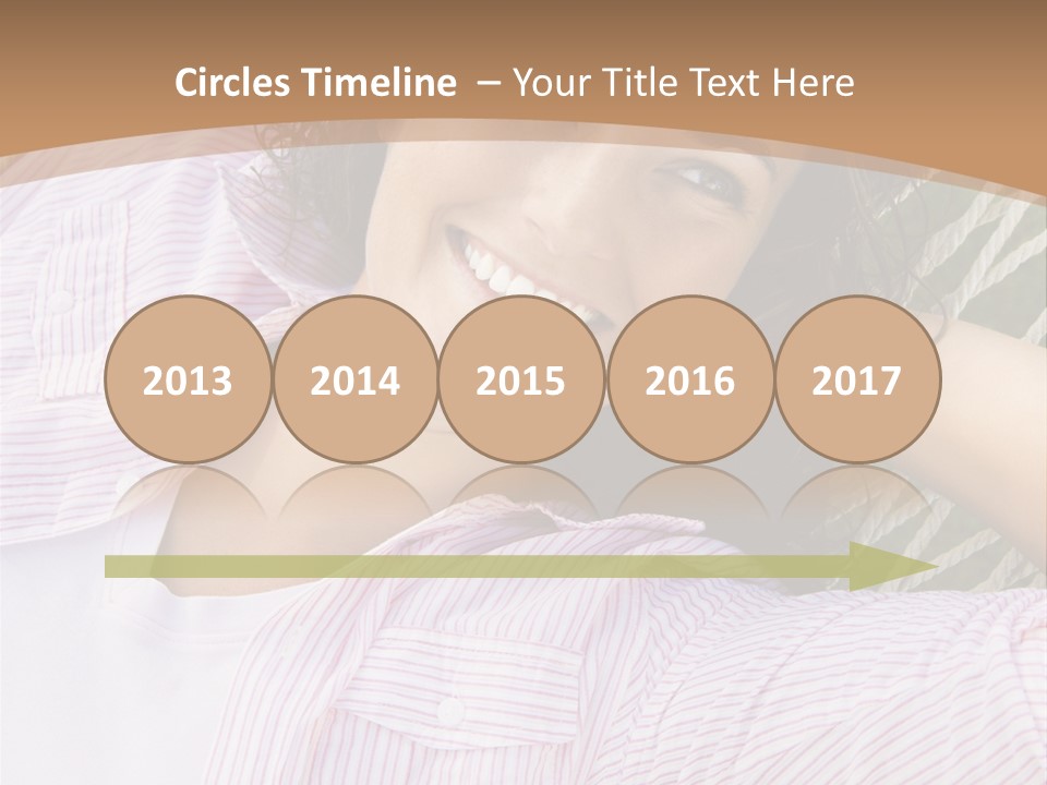 Pretty Young  Caucasian Brunette Female Lying In Hammock With Hands Behind Head Smiling. PowerPoint Template