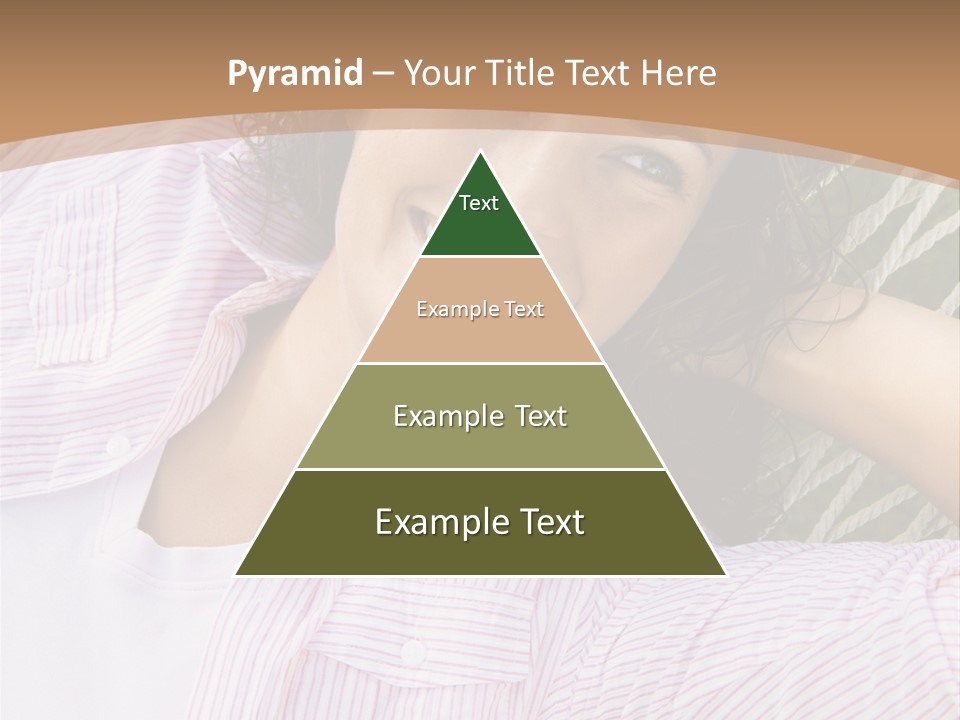 Pretty Young  Caucasian Brunette Female Lying In Hammock With Hands Behind Head Smiling. PowerPoint Template