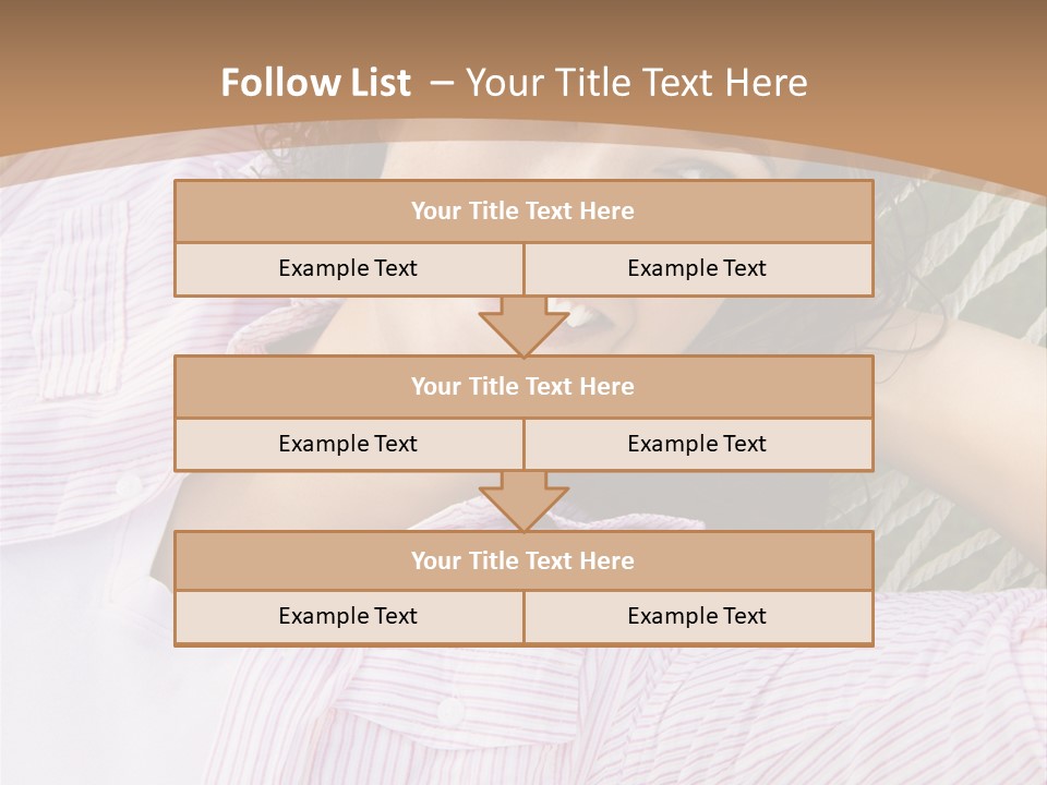 Pretty Young  Caucasian Brunette Female Lying In Hammock With Hands Behind Head Smiling. PowerPoint Template