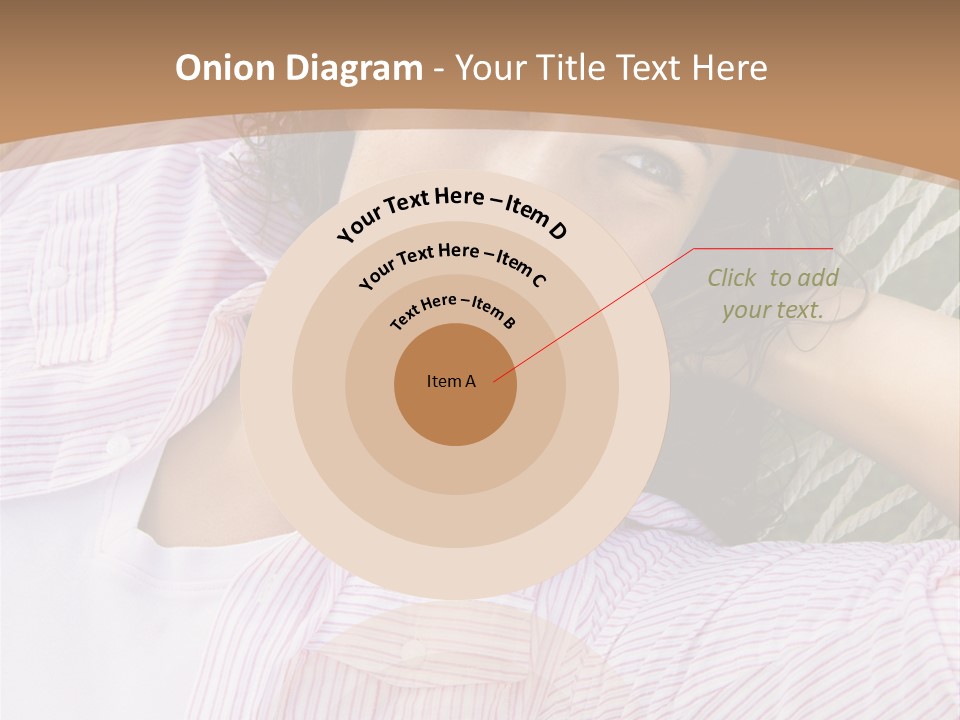 Pretty Young  Caucasian Brunette Female Lying In Hammock With Hands Behind Head Smiling. PowerPoint Template