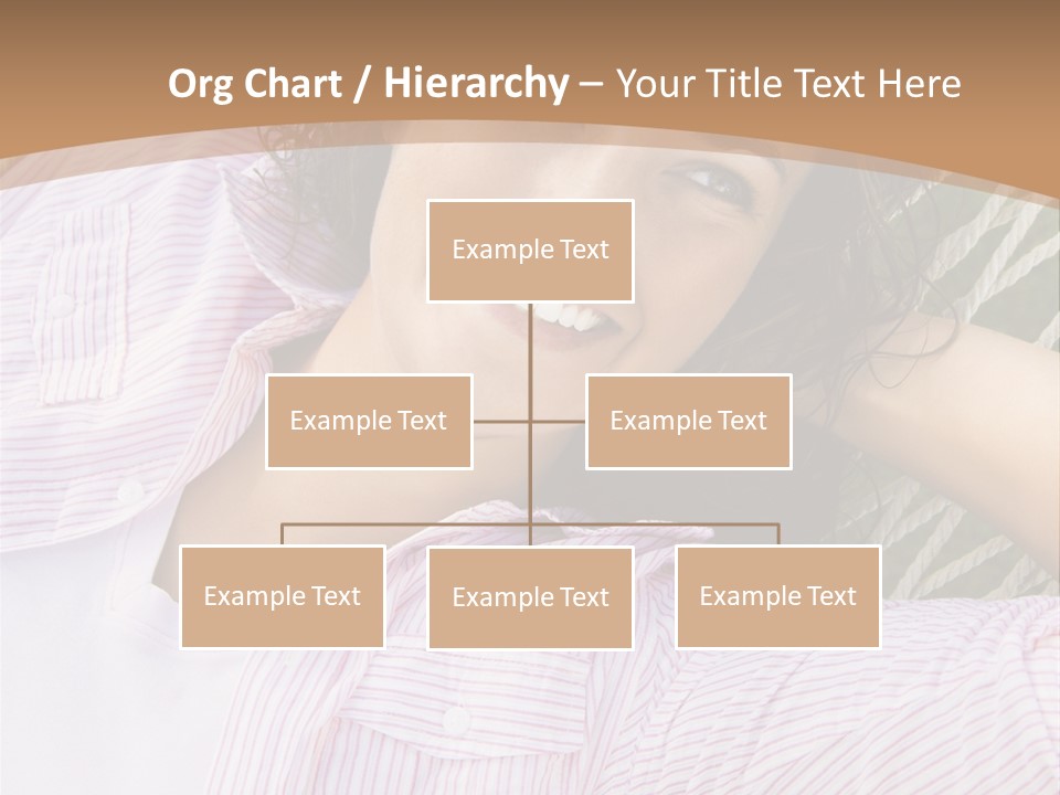 Pretty Young  Caucasian Brunette Female Lying In Hammock With Hands Behind Head Smiling. PowerPoint Template