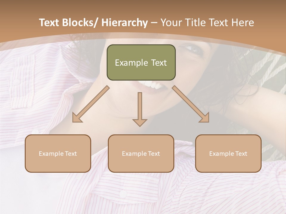 Pretty Young  Caucasian Brunette Female Lying In Hammock With Hands Behind Head Smiling. PowerPoint Template