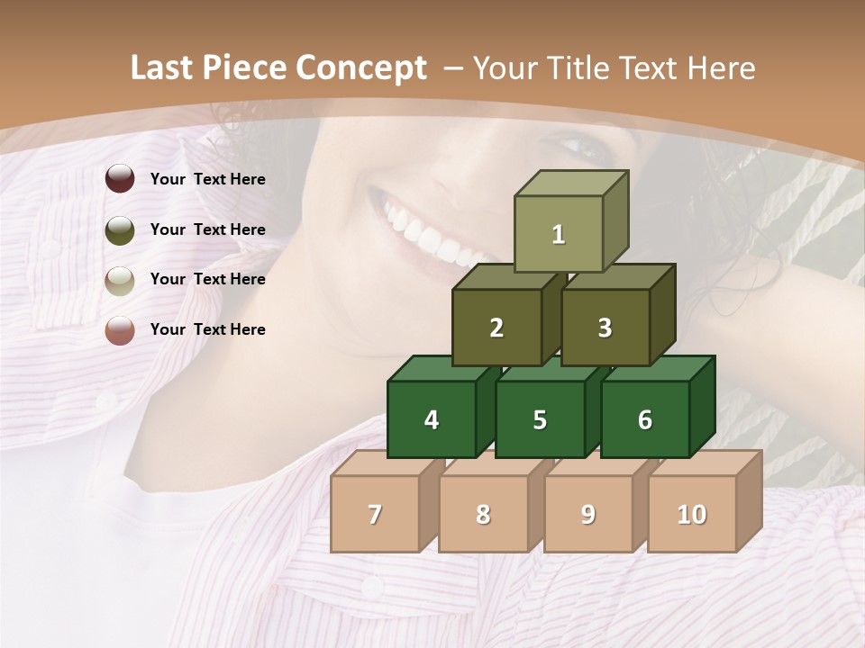 Pretty Young  Caucasian Brunette Female Lying In Hammock With Hands Behind Head Smiling. PowerPoint Template