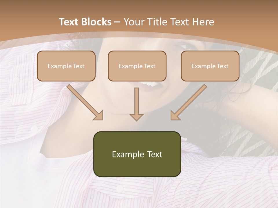 Pretty Young  Caucasian Brunette Female Lying In Hammock With Hands Behind Head Smiling. PowerPoint Template