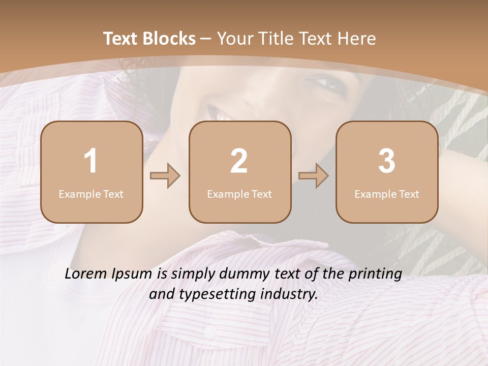 Pretty Young  Caucasian Brunette Female Lying In Hammock With Hands Behind Head Smiling. PowerPoint Template