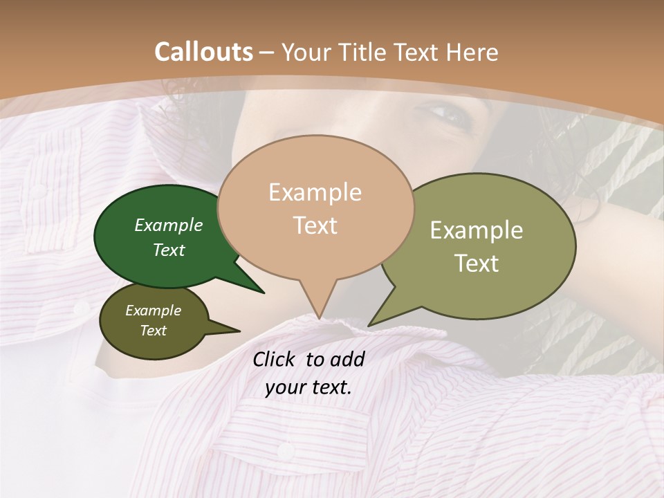 Pretty Young  Caucasian Brunette Female Lying In Hammock With Hands Behind Head Smiling. PowerPoint Template