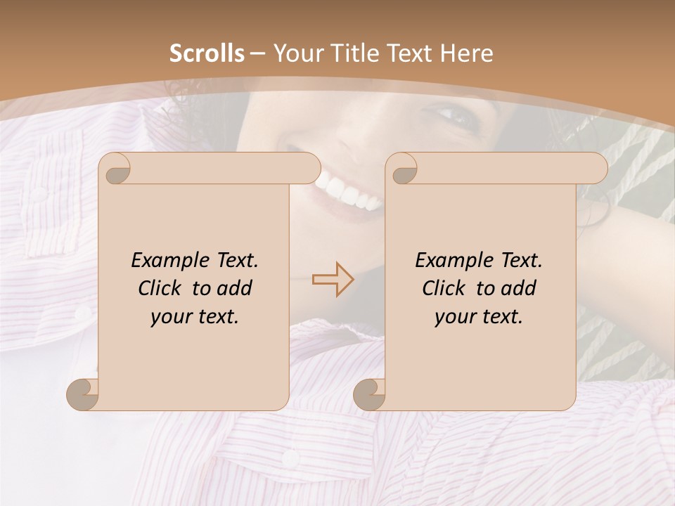 Pretty Young  Caucasian Brunette Female Lying In Hammock With Hands Behind Head Smiling. PowerPoint Template