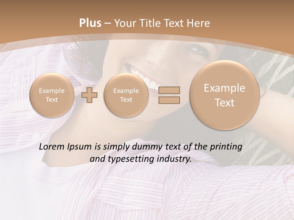 Pretty Young  Caucasian Brunette Female Lying In Hammock With Hands Behind Head Smiling. PowerPoint Template