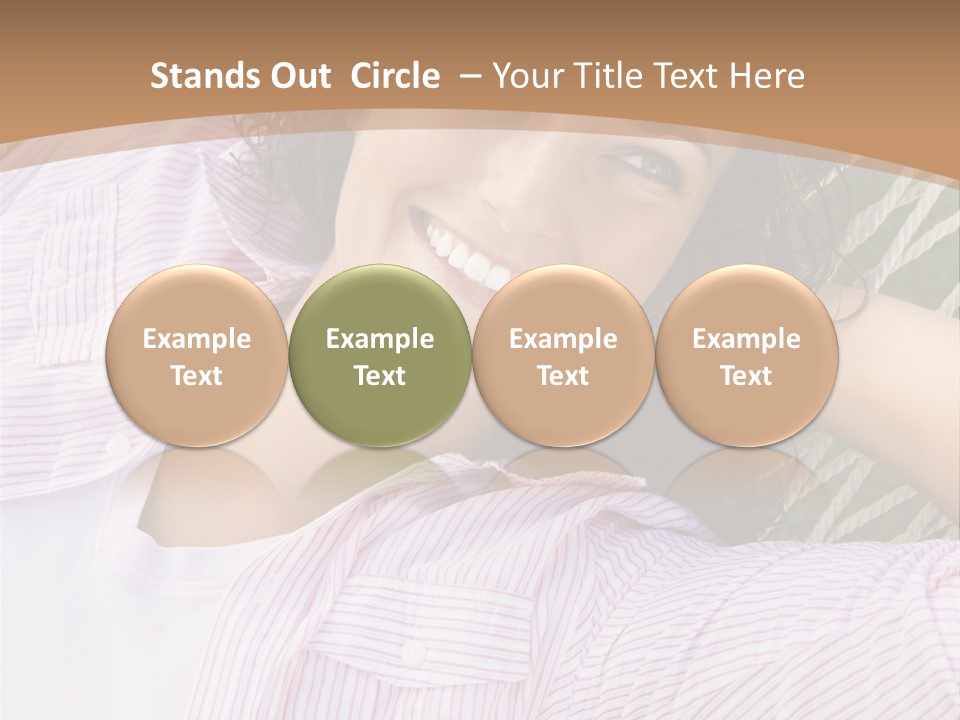 Pretty Young  Caucasian Brunette Female Lying In Hammock With Hands Behind Head Smiling. PowerPoint Template