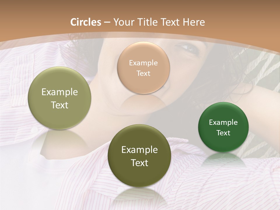 Pretty Young  Caucasian Brunette Female Lying In Hammock With Hands Behind Head Smiling. PowerPoint Template