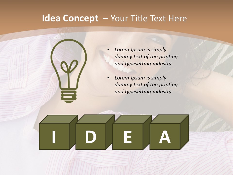 Pretty Young  Caucasian Brunette Female Lying In Hammock With Hands Behind Head Smiling. PowerPoint Template