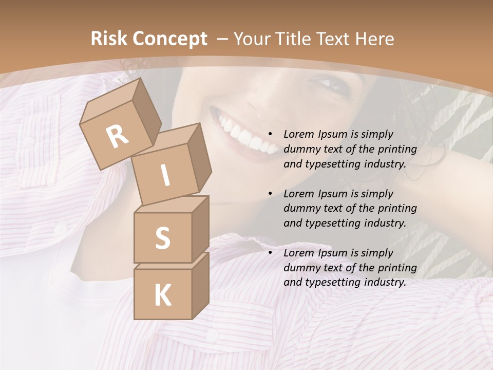 Pretty Young  Caucasian Brunette Female Lying In Hammock With Hands Behind Head Smiling. PowerPoint Template