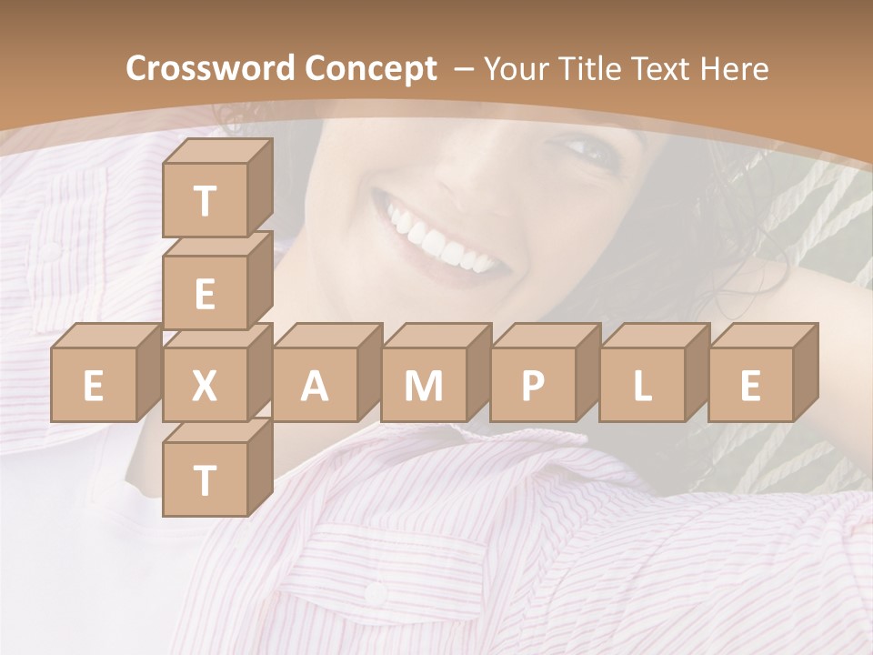 Pretty Young  Caucasian Brunette Female Lying In Hammock With Hands Behind Head Smiling. PowerPoint Template