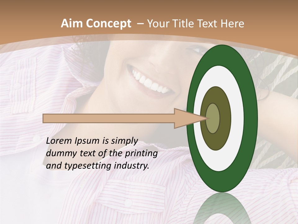 Pretty Young  Caucasian Brunette Female Lying In Hammock With Hands Behind Head Smiling. PowerPoint Template