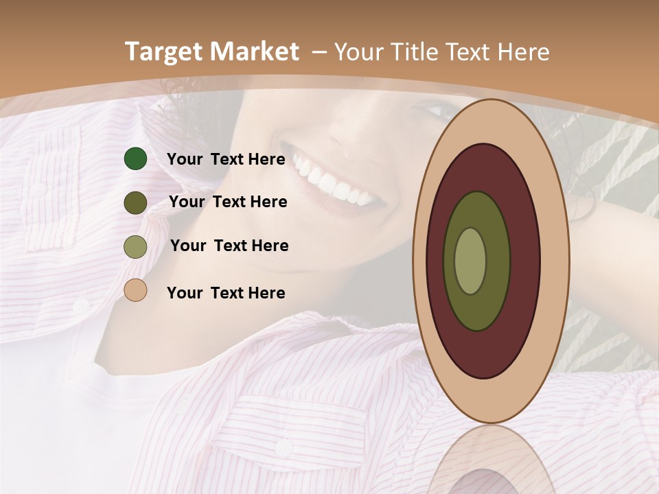 Pretty Young  Caucasian Brunette Female Lying In Hammock With Hands Behind Head Smiling. PowerPoint Template