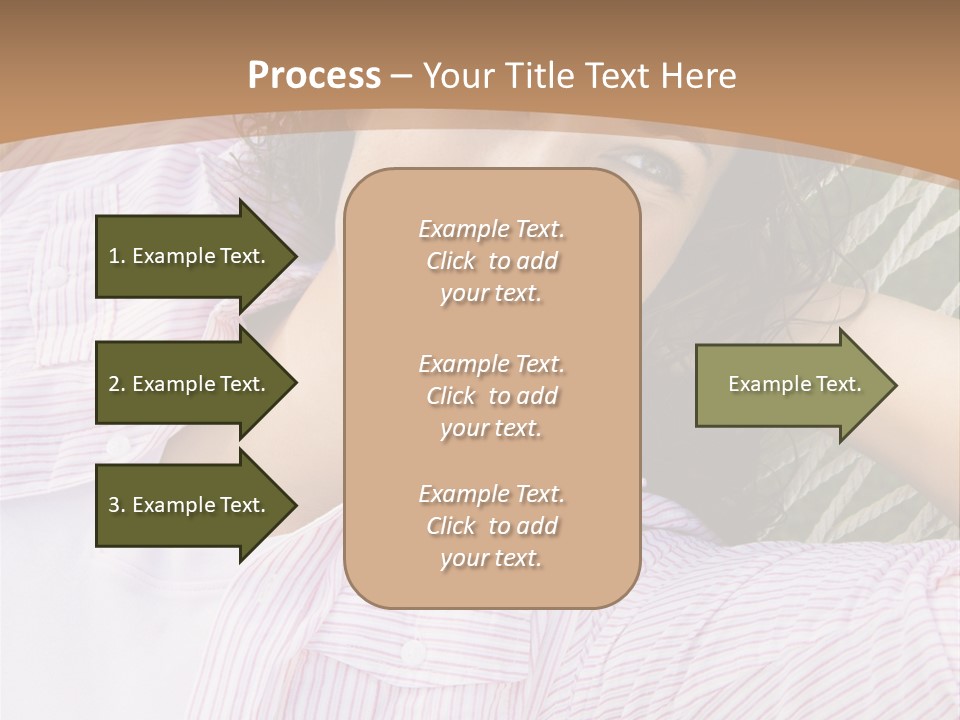 Pretty Young  Caucasian Brunette Female Lying In Hammock With Hands Behind Head Smiling. PowerPoint Template