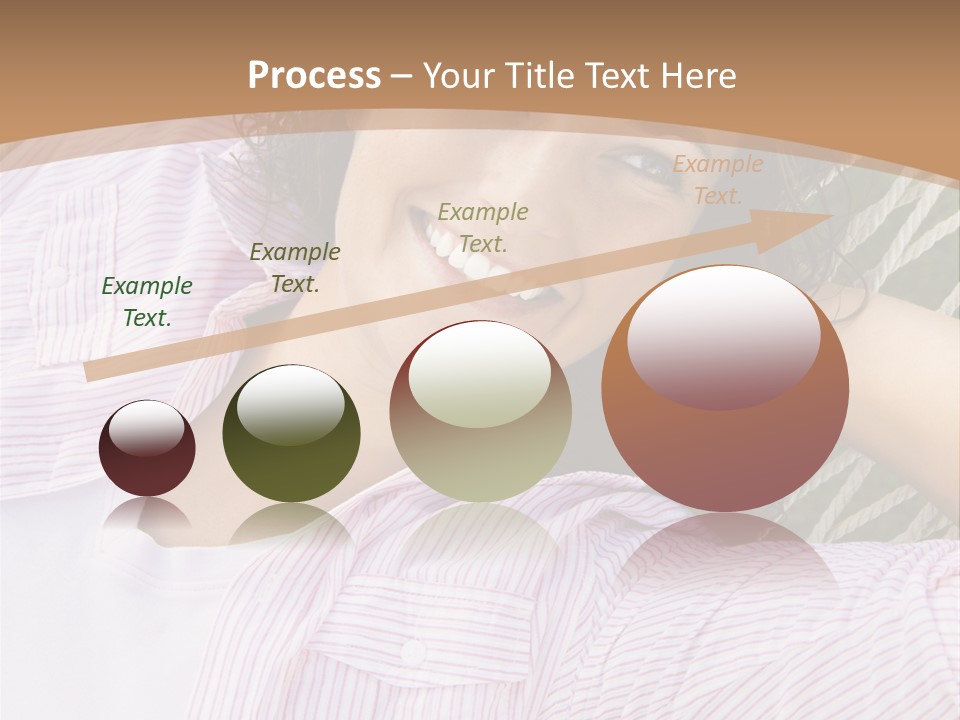 Pretty Young  Caucasian Brunette Female Lying In Hammock With Hands Behind Head Smiling. PowerPoint Template