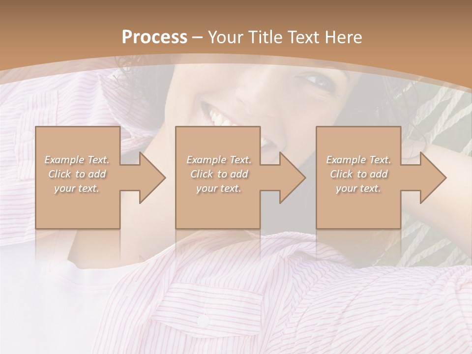 Pretty Young  Caucasian Brunette Female Lying In Hammock With Hands Behind Head Smiling. PowerPoint Template