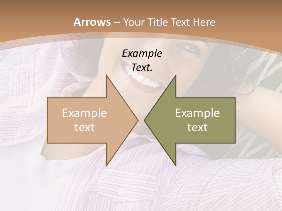 Pretty Young  Caucasian Brunette Female Lying In Hammock With Hands Behind Head Smiling. PowerPoint Template