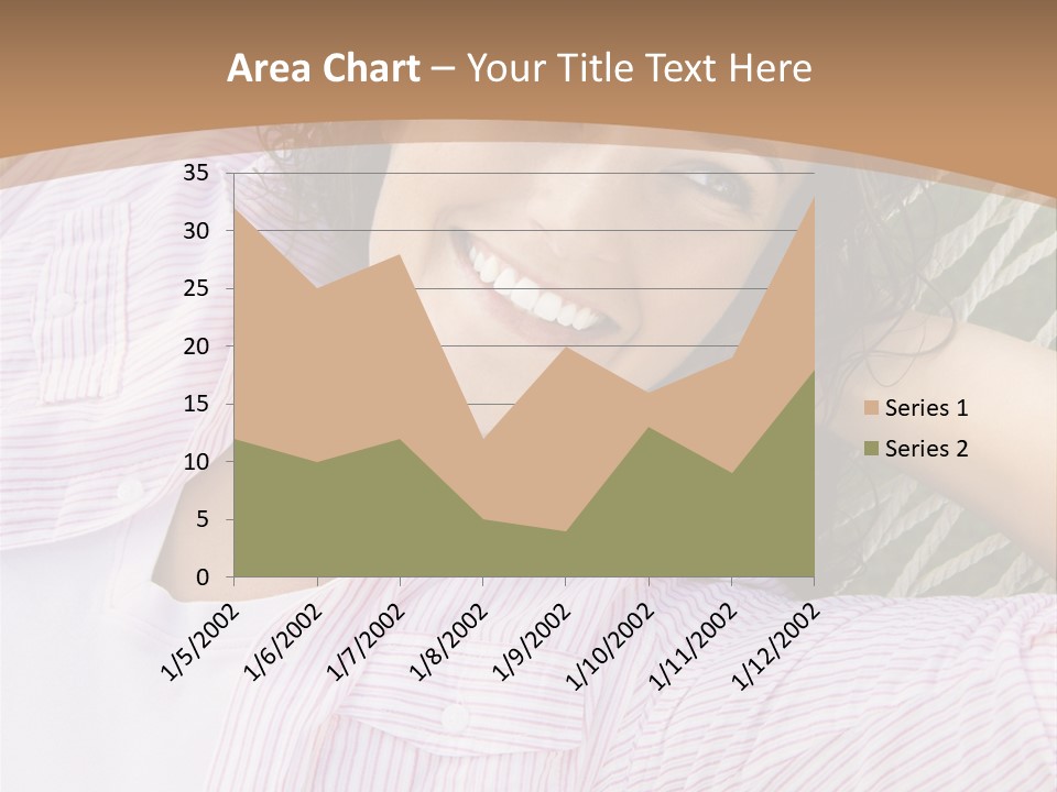 Pretty Young  Caucasian Brunette Female Lying In Hammock With Hands Behind Head Smiling. PowerPoint Template