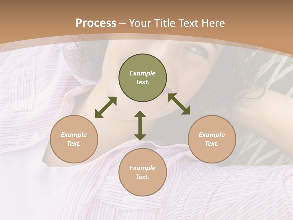 Pretty Young  Caucasian Brunette Female Lying In Hammock With Hands Behind Head Smiling. PowerPoint Template