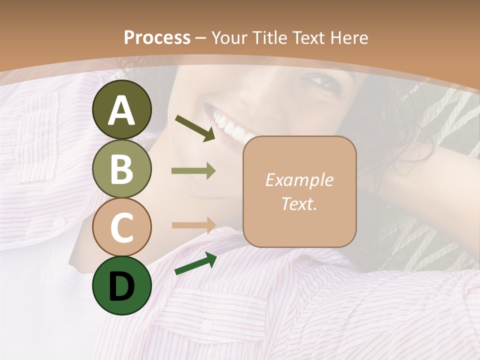 Pretty Young  Caucasian Brunette Female Lying In Hammock With Hands Behind Head Smiling. PowerPoint Template